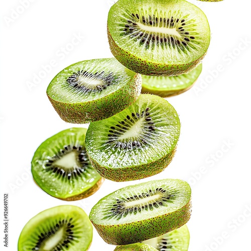 Fresh kiwi slices create a vibrant, colorful display, perfect for health, cooking, or food-related projects.