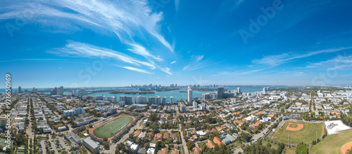 Miami Beach, Florida - Panoramic aerial view of the beautiful city skyline