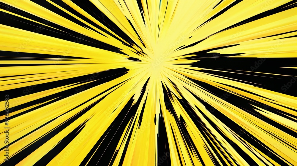 Fototapeta premium Comic background with yellow and black speed lines, suggesting quick movement.