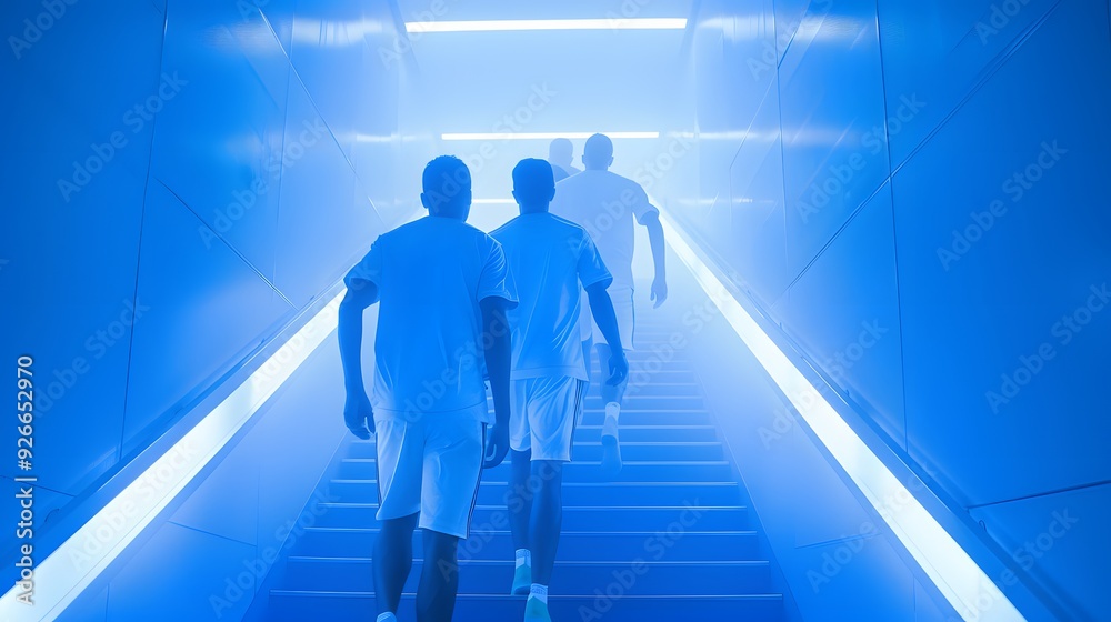 Footballers walking into tunnel
