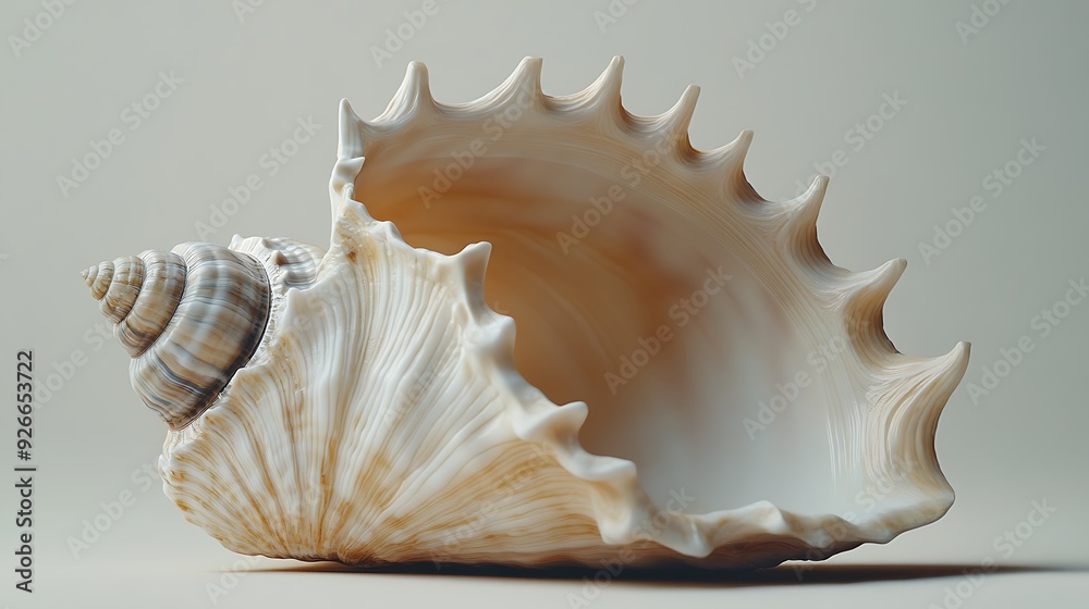 A Spiky, Wavy Seashell with a Spiral Detail A Spiky, Wavy Seashell with a Spiral Detail