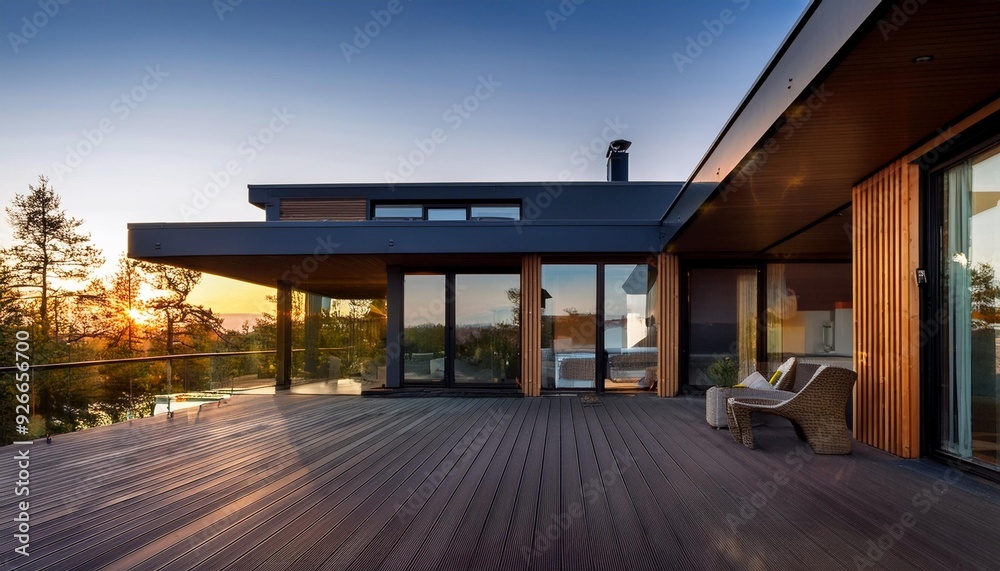Modern House with Large Windows and Deck Modern House with Large Windows and Deck