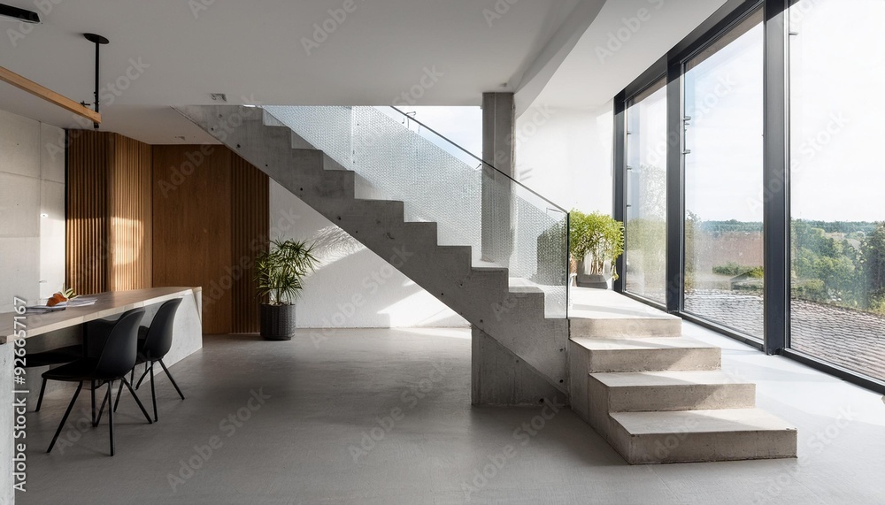Modern Minimalist Interior Design with Concrete Staircase Modern Minimalist Interior Design with Concrete Staircase