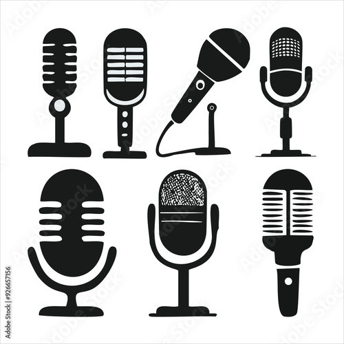 Retro monochrome music microphone concept
