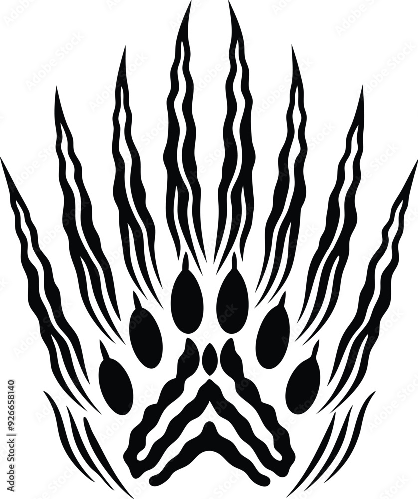 Claws animal scratch scrape track illustration black and white