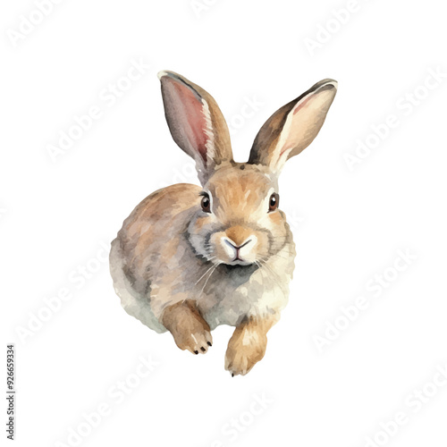 A rabbit was running over watercolor illustration vector, white background