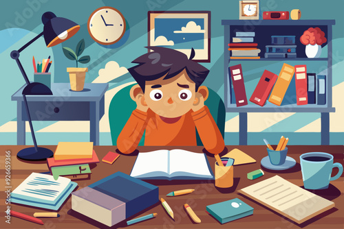 hard to do the homework vector illustration