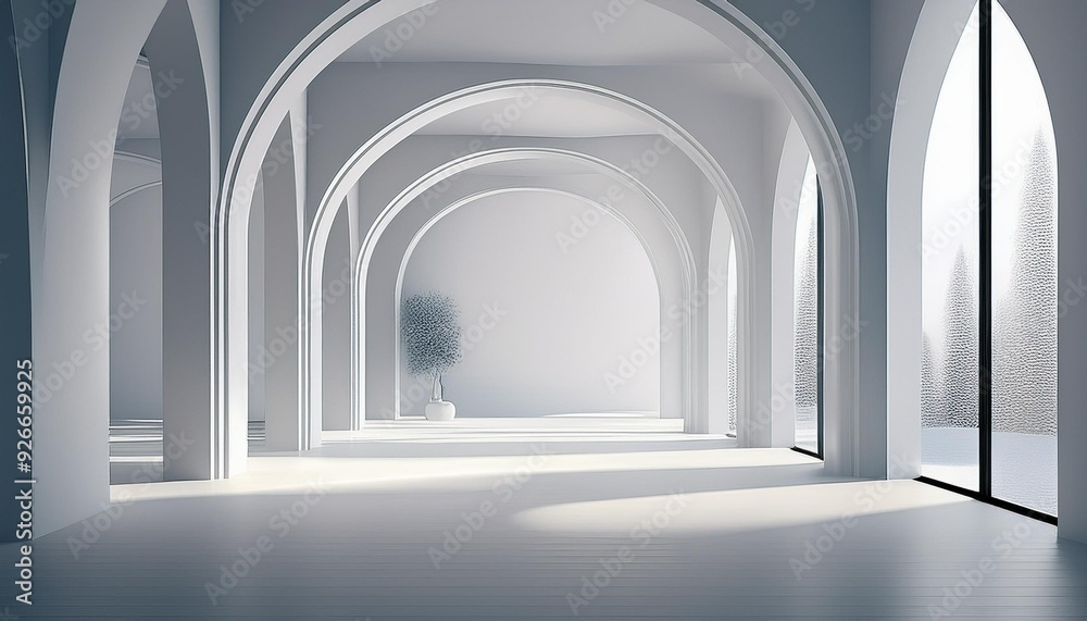 Minimalist Interior Design with White Walls and Archways