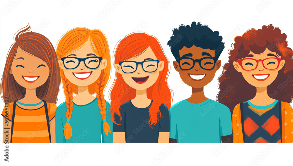Diverse Group of Happy Children Smiling Together. Diverse Group of Happy Children Smiling Together.