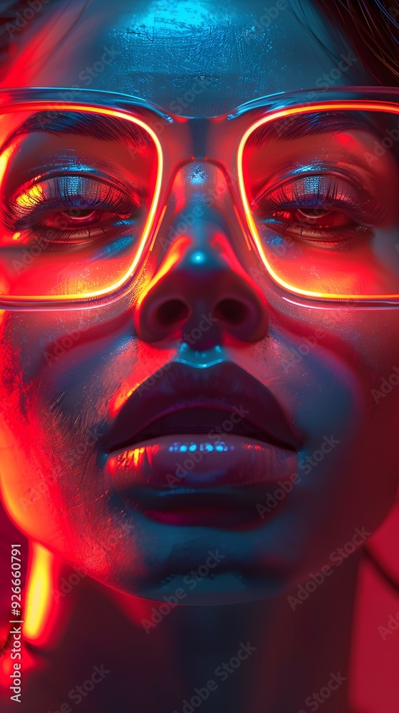 woman neon face woman neon face