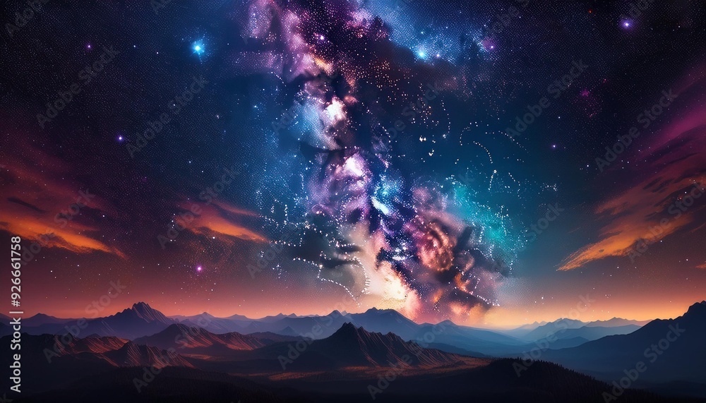 Deep space shining stars in night sky, constellation star field, galaxy with milky way Deep space shining stars in night sky, constellation star field, galaxy with milky way