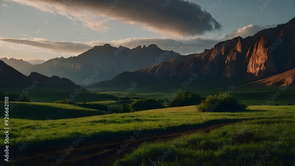 Fototapeta premium sunset over the mountains