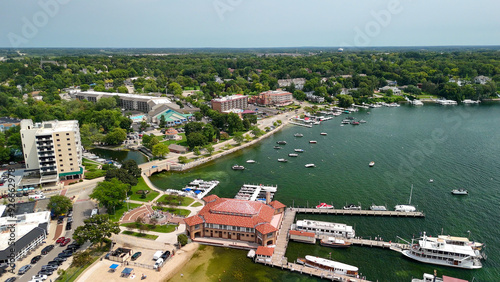 Fotografie Aerial view of Lake Geneva, Wisconsin - USA