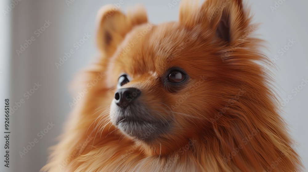 cute male pomeranian, isolated white background