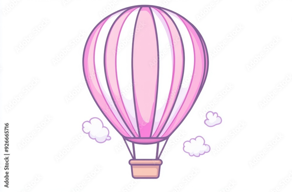 Obraz premium pink hot air balloon, pink, hot, air, balloon, vector, illustration, white background, backdrop, cute style, art, pastel, clipart, festival, competition, ballooning, basket,