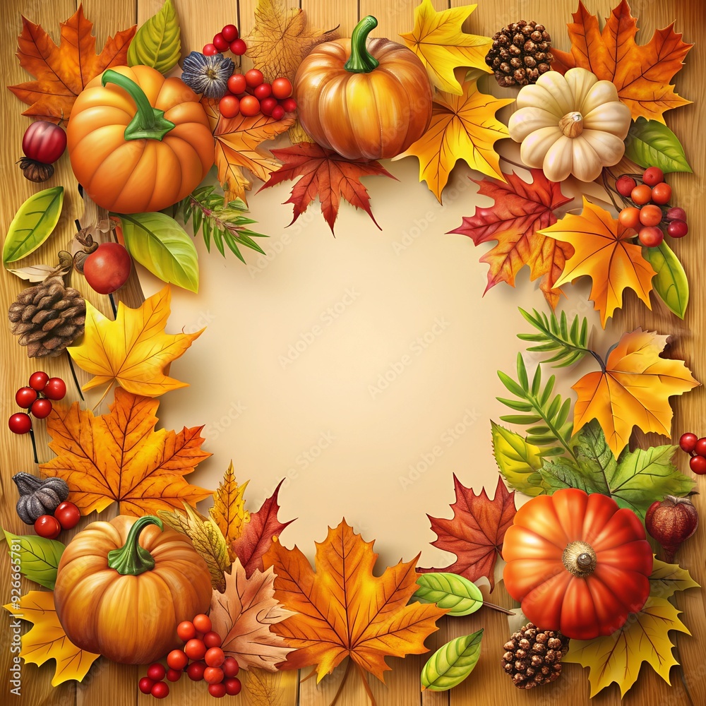 an autumn clipart in a frame. autumn leaves and stems wrapping around the frame with autumn gifts of nature an autumn clipart in a frame. autumn leaves and stems wrapping around the frame with autumn gifts of nature