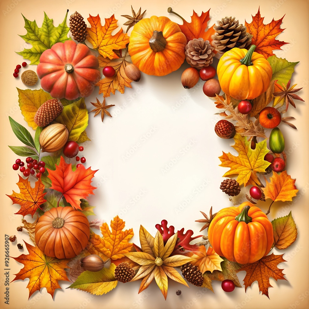 an autumn clipart in a frame. autumn leaves and stems wrapping around the frame with autumn gifts of nature an autumn clipart in a frame. autumn leaves and stems wrapping around the frame with autumn gifts of nature