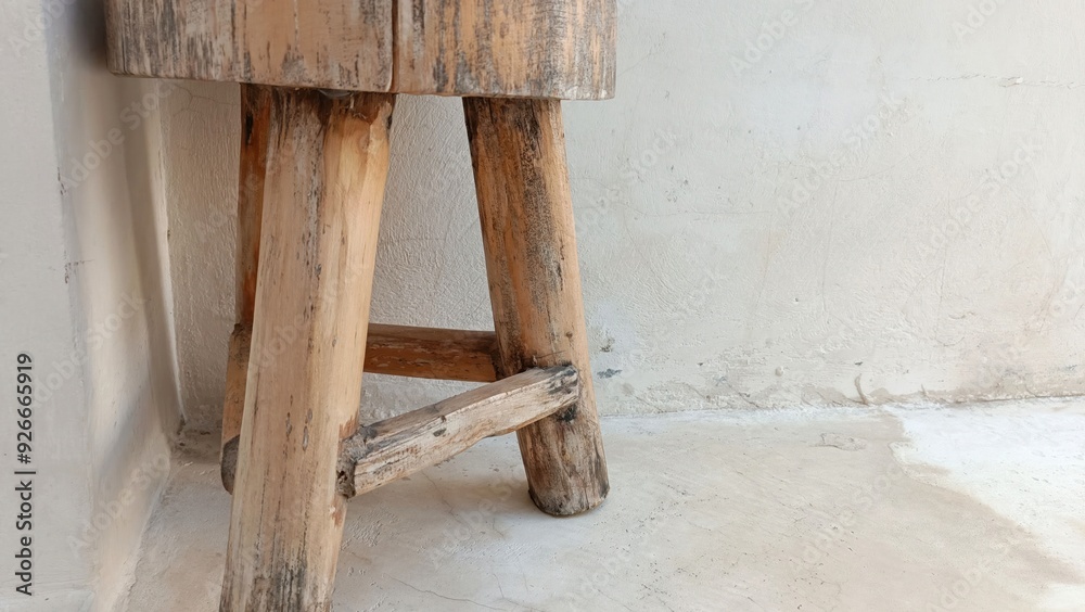 Rustic Wooden Stool Leg with Natural Texture Rustic Wooden Stool Leg with Natural Texture