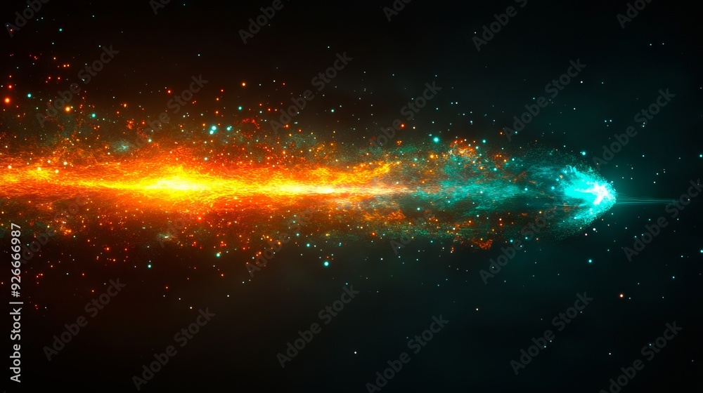 Obraz premium A bright orange and blue nebula in the dark night sky