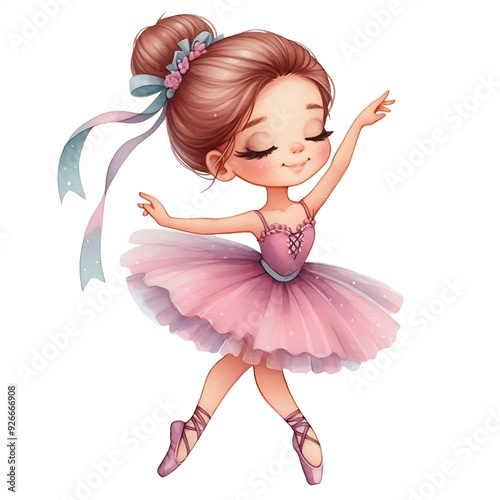 Beautiful ballerina watercolor isolated illustration. photo