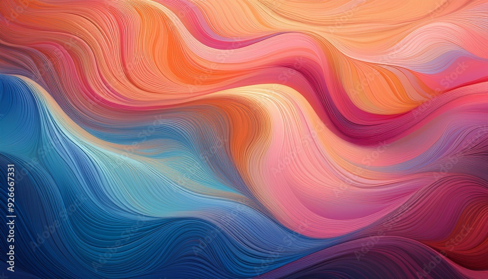 Abstract Colorful Waves and Wavy Lines Background in Shades of Blue, Orange and Pink for Artistic Design Abstract Colorful Waves and Wavy Lines Background in Shades of Blue, Orange and Pink for Artistic Design
