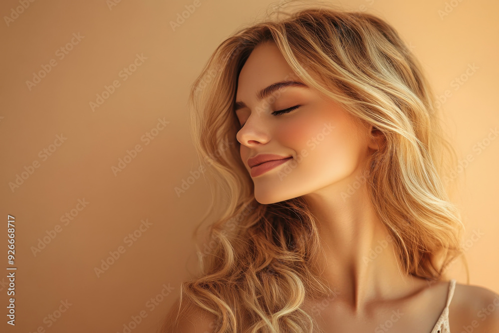 A close up of a black woman's face with her eyes closed and long blond hair A close up of a black woman's face with her eyes closed and long blond hair