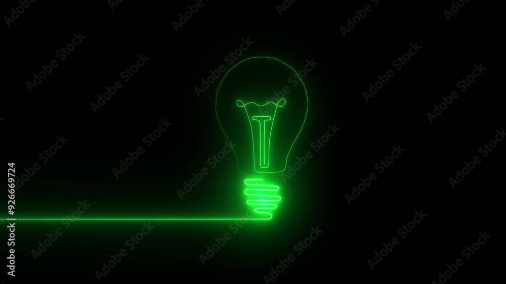 Glowing light bulb symbol animation. Energy idea, Electric neon bulb icon and black background.. Glowing light bulb symbol animation. Energy idea, Electric neon bulb icon and black background..