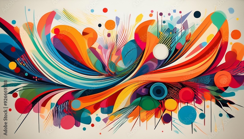 Colorful abstract art with a variety of shapes and colors on white background, vibrant and expressive artwork Colorful abstract art with a variety of shapes and colors on white background, vibrant and expressive artwork