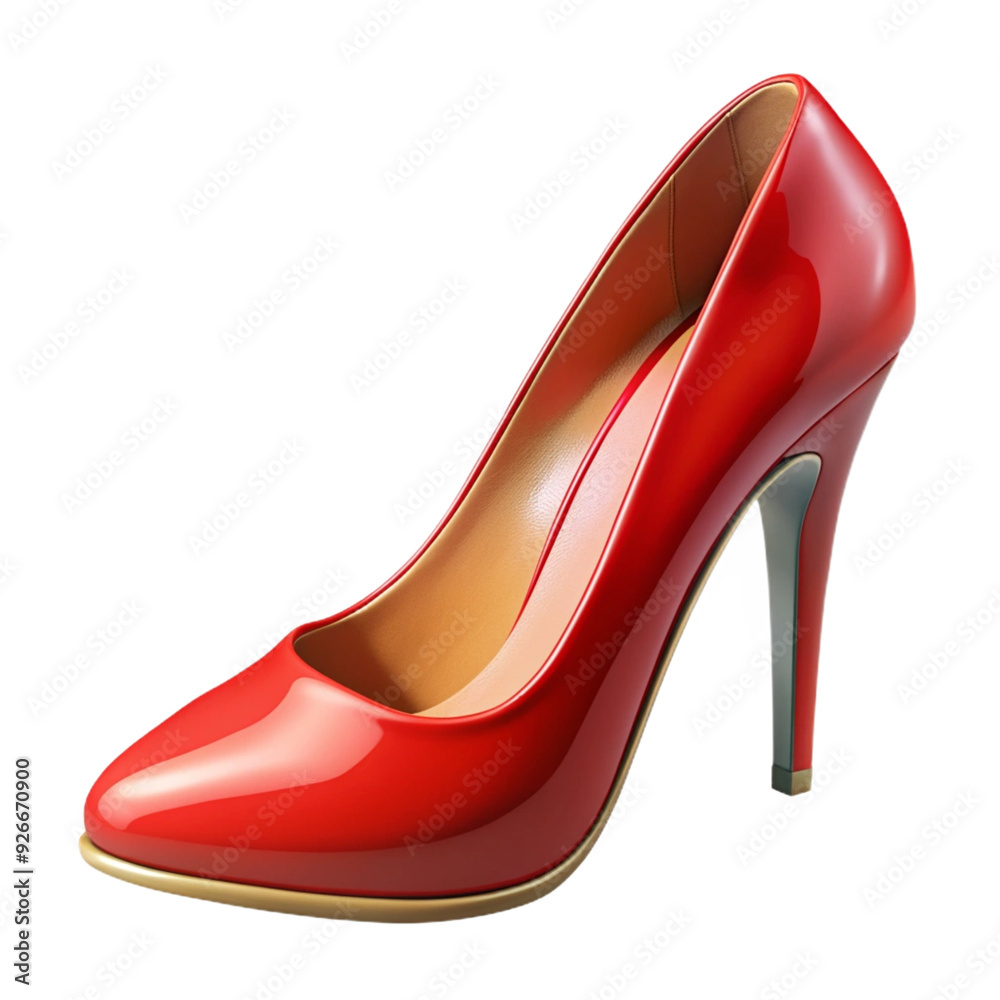 Glossy red high heels with a stiletto design, isolated on a white background Glossy red high heels with a stiletto design, isolated on a white background