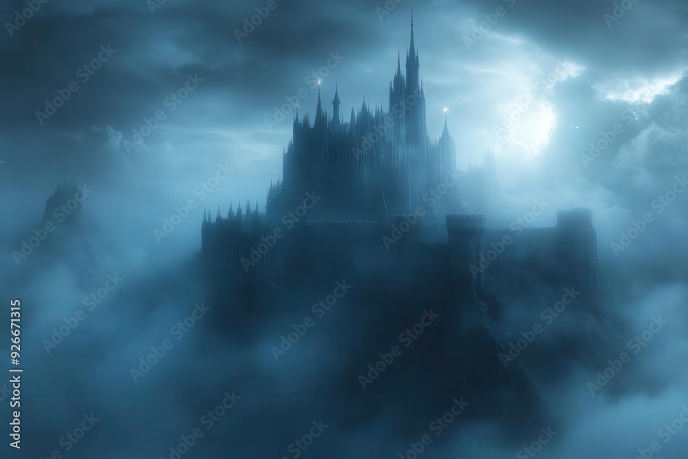 mystical castle emerging from dense fog at twilight gothic architecture otherworldly atmosphere fantasy realm aesthetic mystical castle emerging from dense fog at twilight gothic architecture otherworldly atmosphere fantasy realm aesthetic