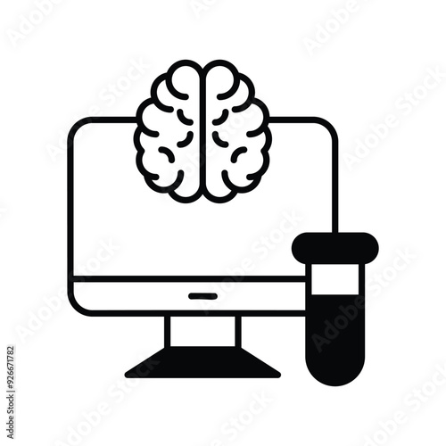 neuroscience glyph icon with white background vector stock illustration