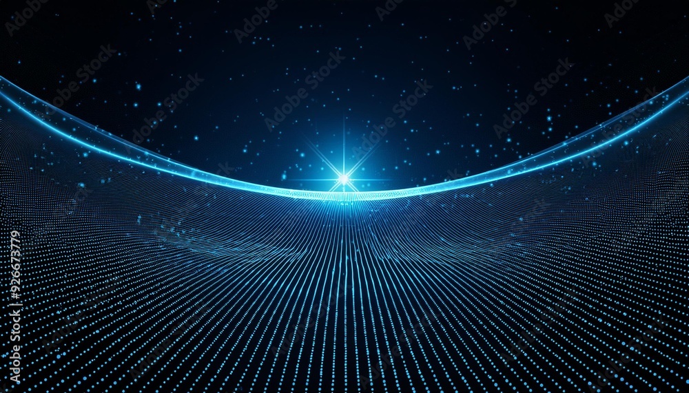 custom made wallpaper toronto digitalAbstract Blue Dot Wave with Star on Black Background Modern Art Concept of Travel and Discovery in the Universe