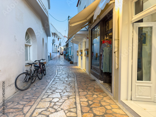 Fototapeta Naklejka Na Ścianę i Meble -  Greece, Spetses island, souvenir shops and narrow street at the old town,
