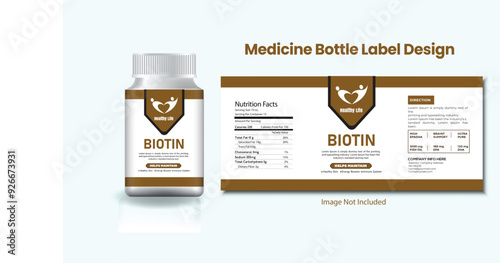 Medicine Bottle Package template design, Label design, mock-up design supplement multi-vitamin label sticker
