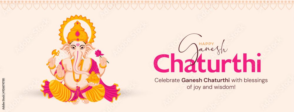 Fototapeta premium Happy Ganesh Chaturthi Social Media Post Template, Web Banner, Greeting Cards,Print,T-Shirts,Posters and Banners 