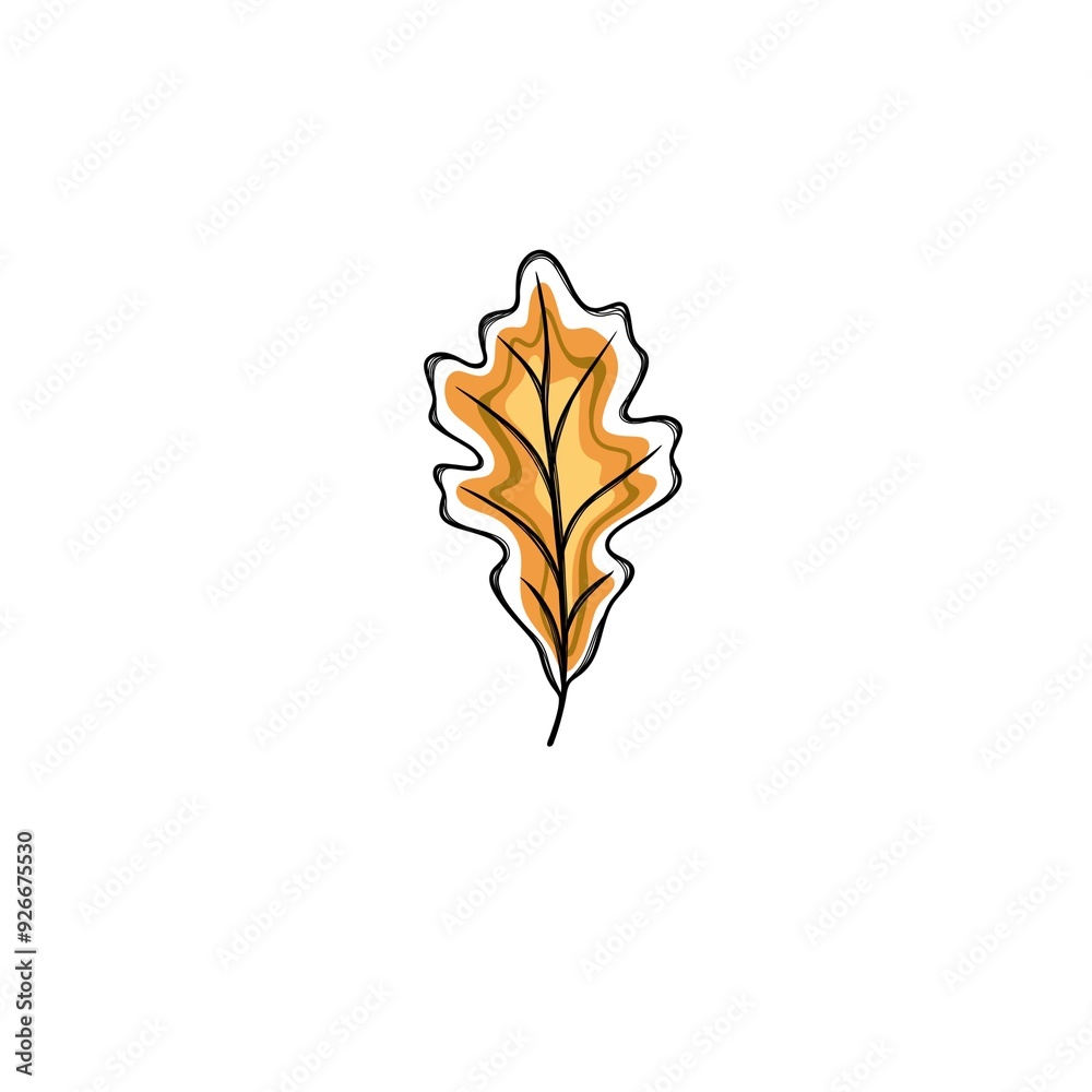 Obraz premium freehand sketch of autumn leaf, template for sticker