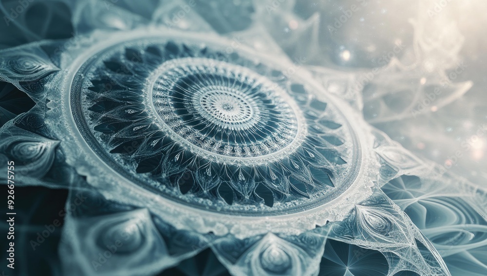 Abstract frosty mandala with icy background. Abstract frosty mandala with icy background.