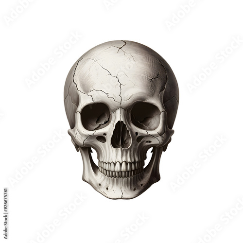 Skull in vintage stule isolated on a blank background,Generative Ai