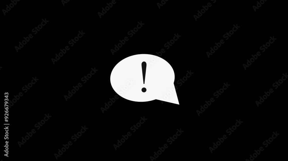 Black exclamation mark in the circle. Animation