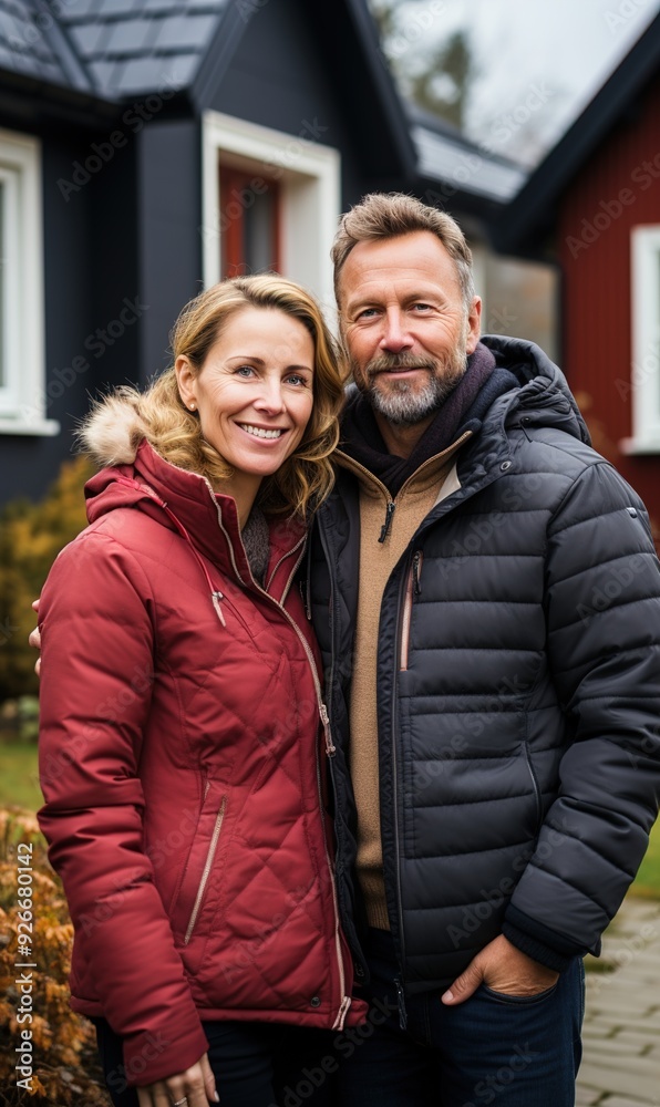 couple in front of house couple in front of house