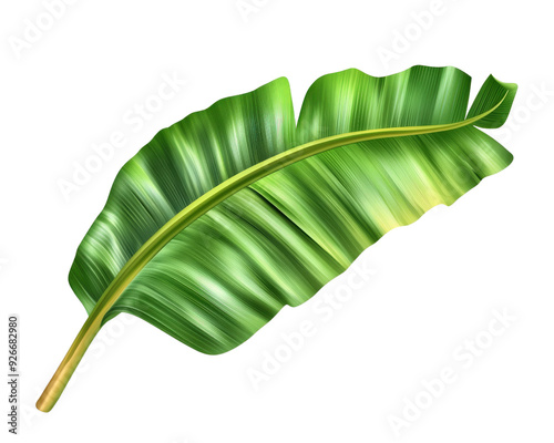 tropical banana leaves watercolor illustration isolated on white. photo