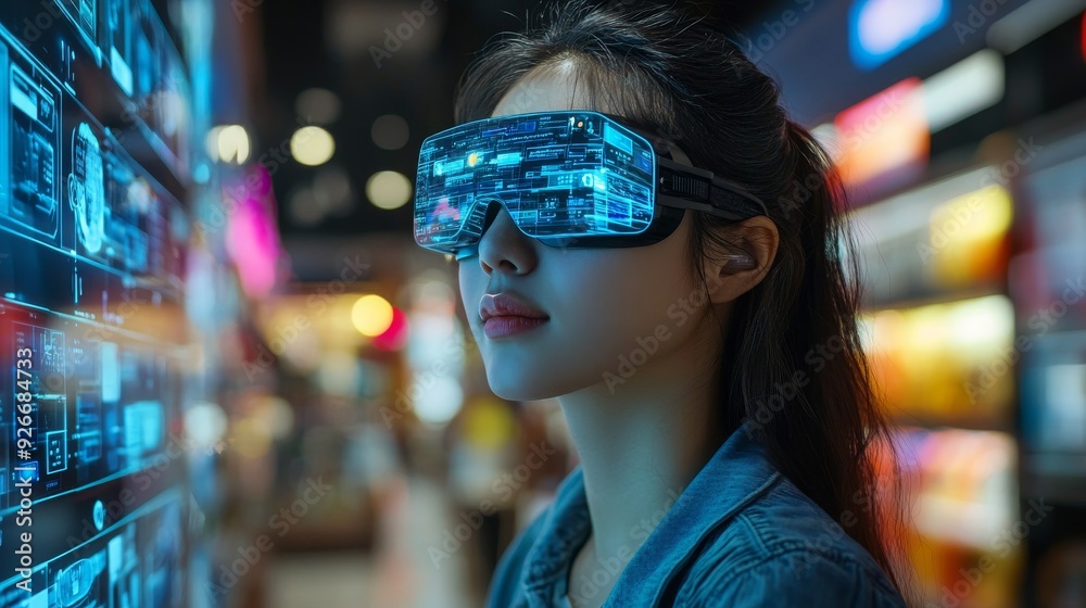 Futuristic Retail with AI-Powered Customer Insights: Retail stores using AI to gather and act on customer insights. Futuristic Retail with AI-Powered Customer Insights: Retail stores using AI to gather and act on customer insights.