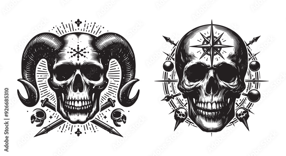 warrior Skull Vector Silhouettes warrior Skull Vector Silhouettes