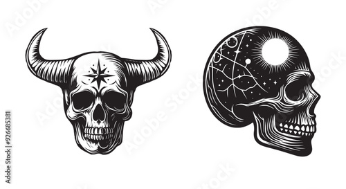 Dynamic Skull Vector Silhouettes