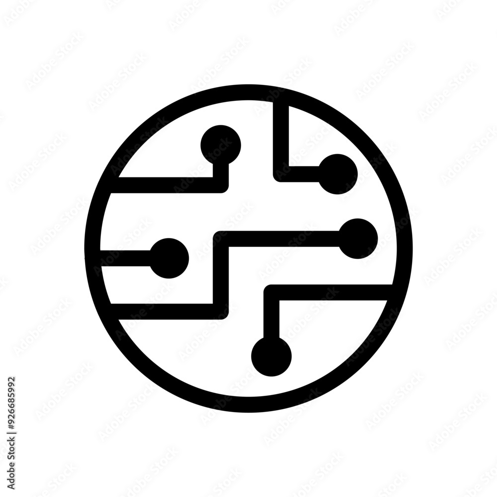 Computer chip icon in thin line style vector illustration graphic design Computer chip icon in thin line style vector illustration graphic design