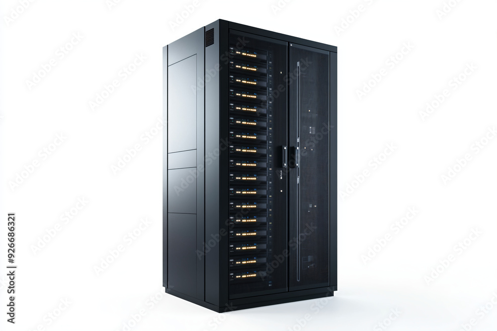 Black Server Rack with Glass Doors. Black Server Rack with Glass Doors.