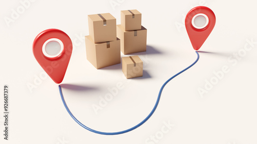 Cargo delivery route. Trans...