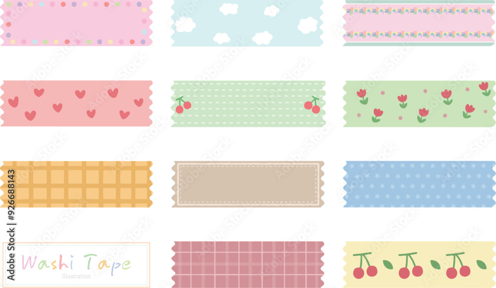 hand drawn Colorful cute Washi Tape Design Element Vector Clip Art illustration hand drawn Colorful cute Washi Tape Design Element Vector Clip Art illustration