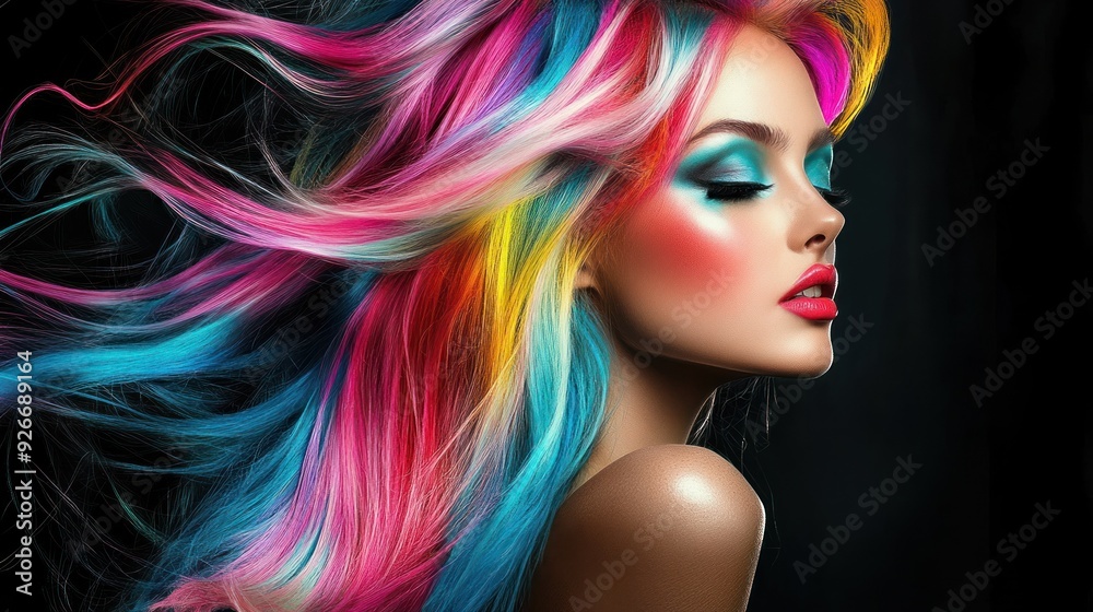 Colorful Hair and Makeup Model Colorful Hair and Makeup Model