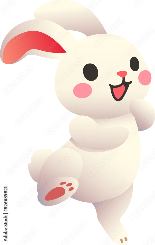 Jumping Bunny with Joyful Expression (Gradient Color Style)